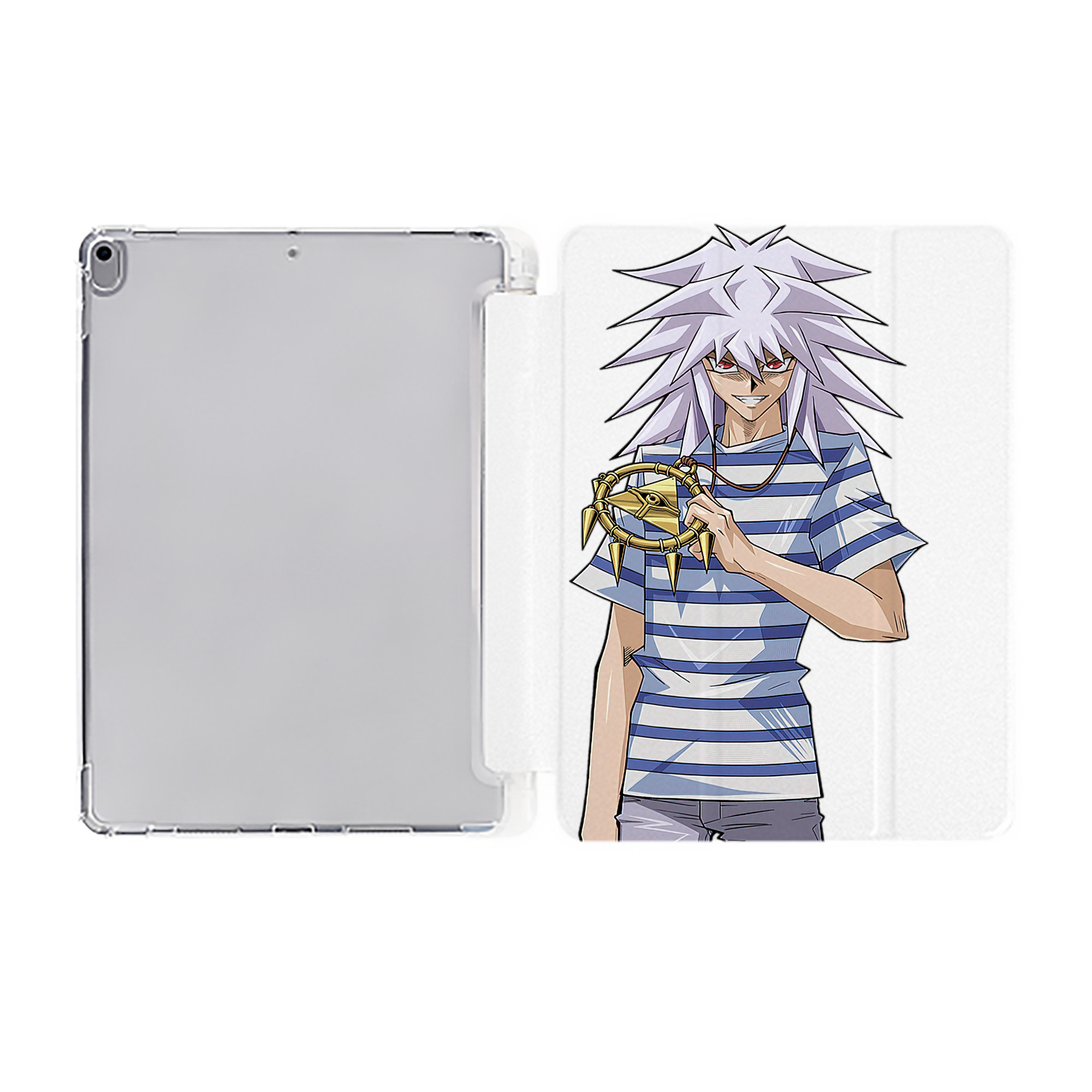 （画像用） 遊☆戯☆王 Yu-Gi-Oh! IPad ケース ペン収納付き 三つ折りスタンド PUレザー×シリコン 対応機種9.5/10.5/10.9インチ